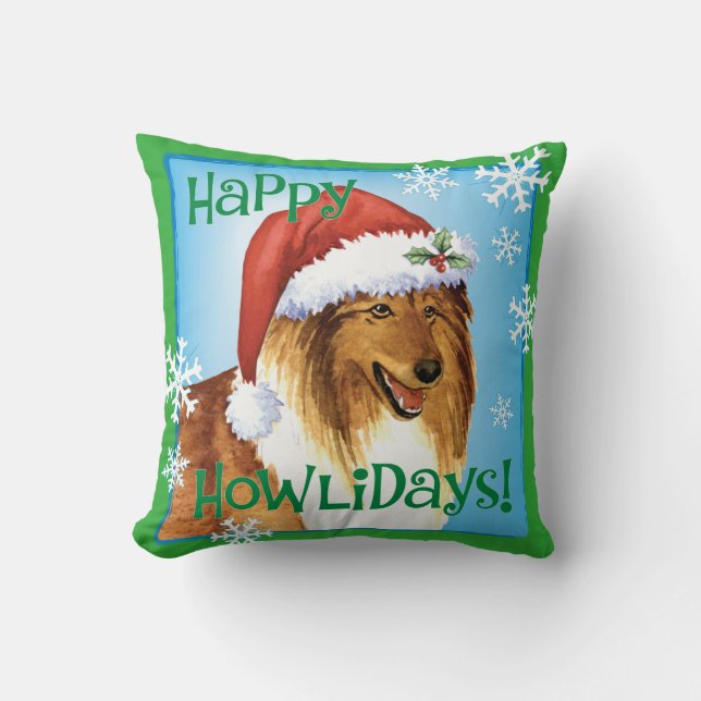 Happy Howliday Collie Cushion (Front)