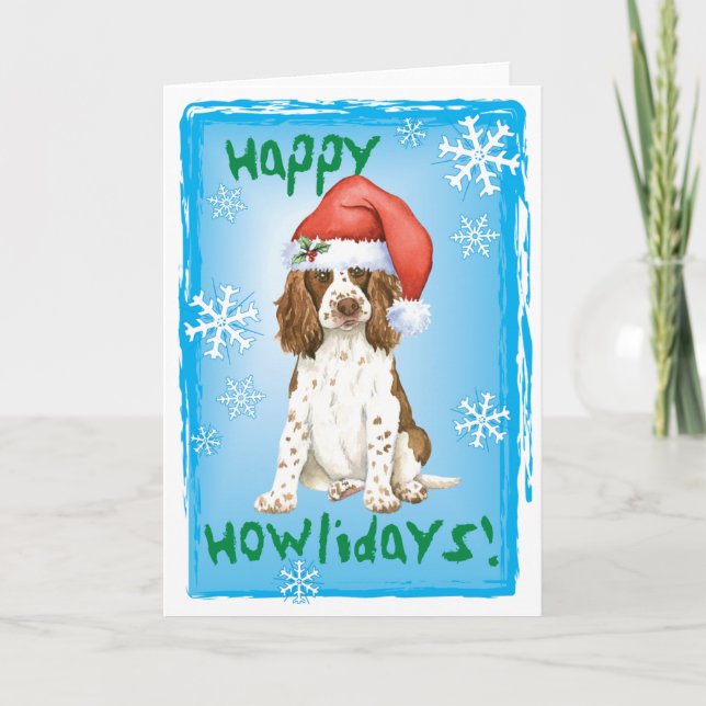 Happy Howliday English Springer Spaniel Holiday Card (Front)