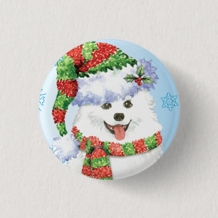 Happy Howliday Eskimo Dog 3 Cm Round Badge