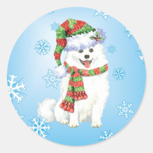 Happy Howliday Eskimo Dog Classic Round Sticker