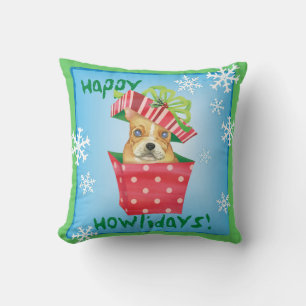 Happy Howliday French Bulldog Cushion