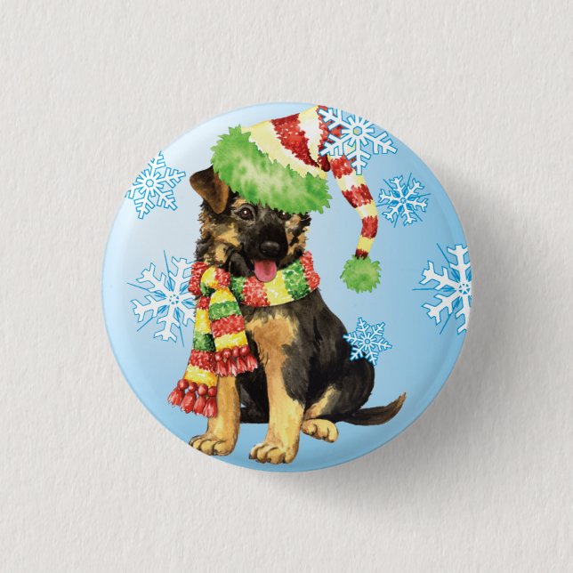 Happy Howliday German Shepherd 3 Cm Round Badge (Front)