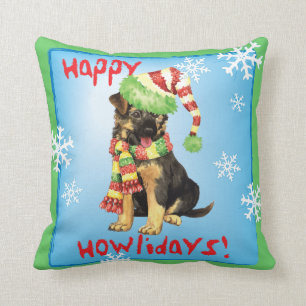 Happy Howliday German Shepherd Cushion