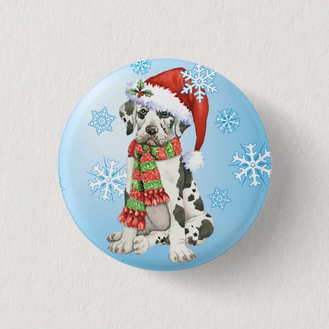 Happy Howliday Great Dane 3 Cm Round Badge (Front)