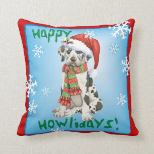Happy Howliday Great Dane Cushion