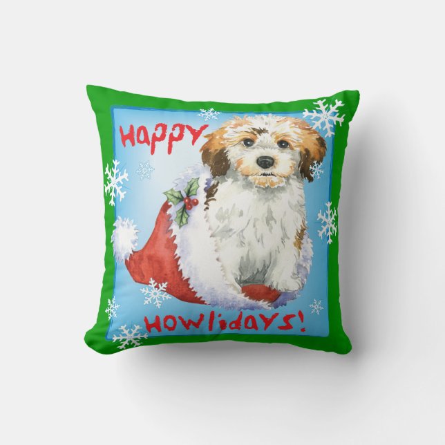 Happy Howliday Havanese Cushion (Front)