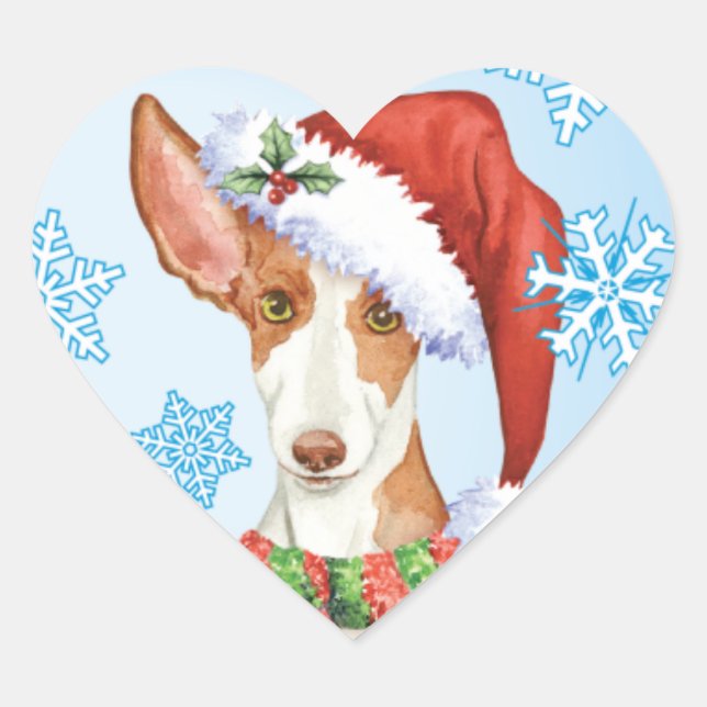 Happy Howliday Ibizan Hound Heart Sticker (Front)
