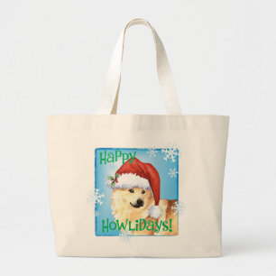 Happy Howliday Norwegian Buhund Large Tote Bag