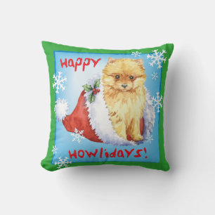 Happy Howliday Pomeranian Cushion