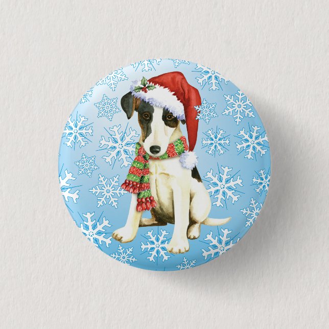 Happy Howliday Smooth Fox Terrier 3 Cm Round Badge (Front)