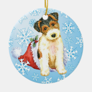 Happy Howliday Wire Fox Terrier Ceramic Tree Decoration