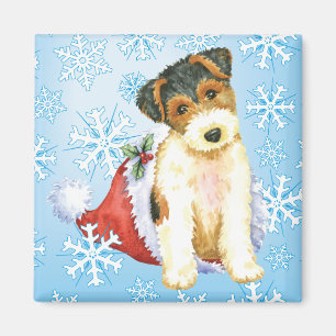 Happy Howliday Wire Fox Terrier Magnet