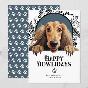 Happy Howlidays Afghan Hound Dog Christmas Holiday Card