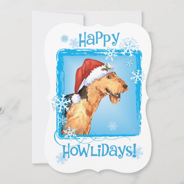 Happy Howlidays Airedale Holiday Card (Front)