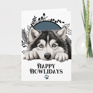Happy Howlidays Alaskan Malamute Dog Christmas Holiday Card