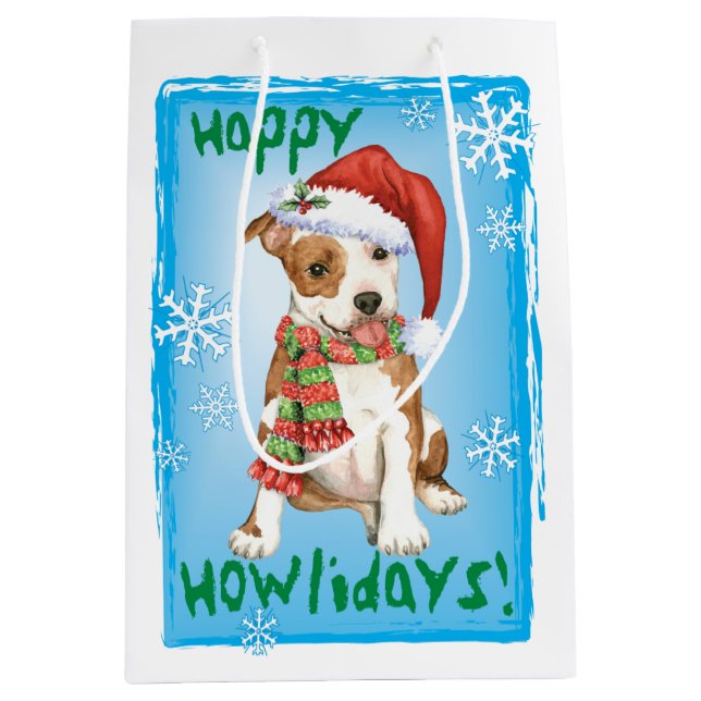 Happy Howlidays Am Staff Medium Gift Bag (Front)