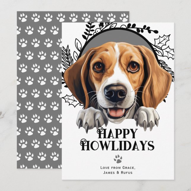 Happy Howlidays American Foxhound Dog Christmas  Holiday Card (Front/Back)