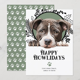 Happy Howlidays American Pit Bull Dog Christmas Holiday Card