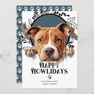 Happy Howlidays American Pit Bull Terrier Holiday Card