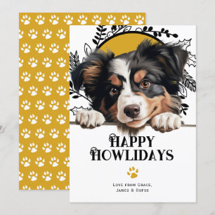 Happy Howlidays American Shepherd Dog Christmas Holiday Card