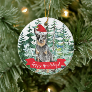 Happy Howlidays Australian Cattle Dog Christmas Ceramic Tree Decoration