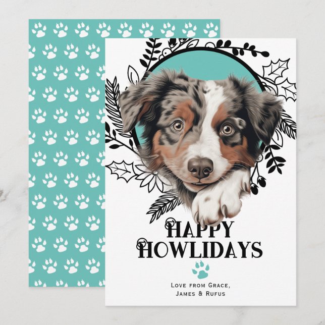 Happy Howlidays Australian Cattle Dog Christmas Holiday Card (Front/Back)