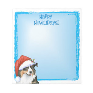 Happy Howlidays Australian Shepherd Notepad