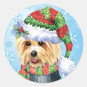 Happy Howlidays Australian Terrier Classic Round Sticker