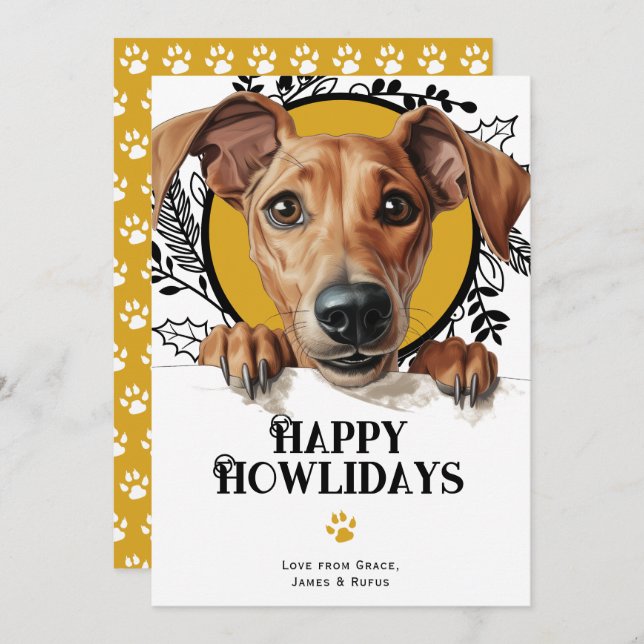 Happy Howlidays Azawakh Dog Christmas Holiday Card (Front/Back)