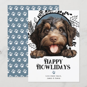 Happy Howlidays Barbet Dog Christmas Holiday Card