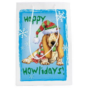 Happy Howlidays Basset Medium Gift Bag