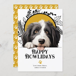 Happy Howlidays Bearded Collie Dog Christmas Holiday Card