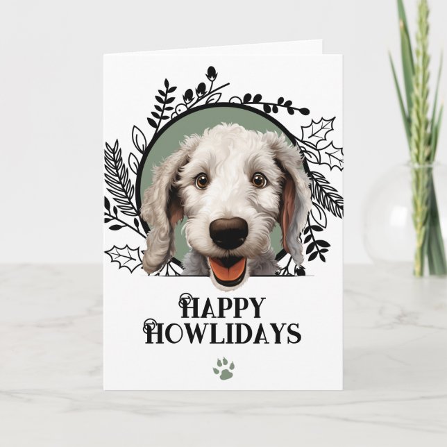 Happy Howlidays Bedlington Terrier Dog Christmas Holiday Card (Front)