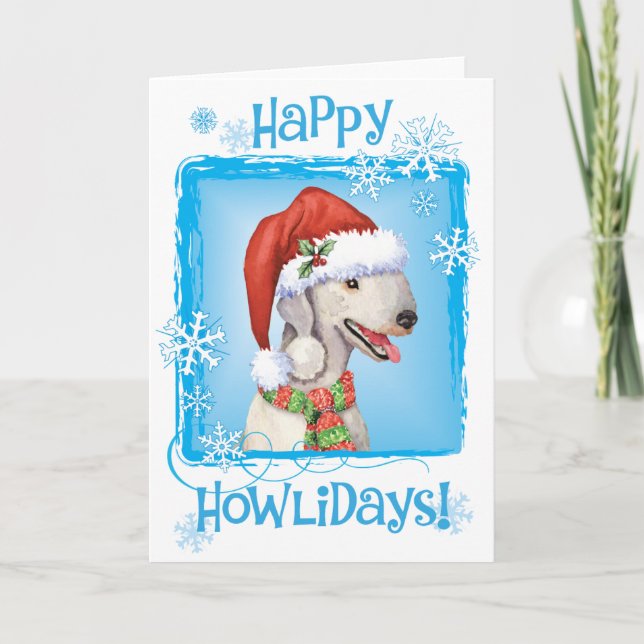 Happy Howlidays Bedlington Terrier Holiday Card (Front)