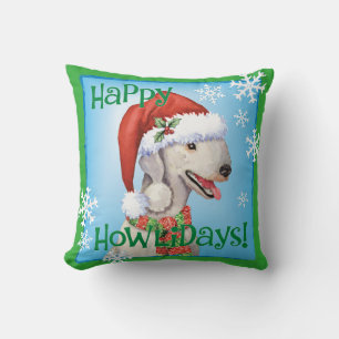 Happy Howlidays Bedlington Terrier Throw Pillow