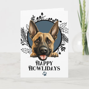 Happy Howlidays Belgian Malinois Dog Christmas Holiday Card