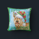 Happy Howlidays Berger Picard Cushion<br><div class="desc">Celebrate the holiday season with a happy Berger Picard wearing a stocking hat surrounded by snowflakes and the words,  Happy Howlidays! Great holiday gift idea for Picard-loving family and friends.</div>