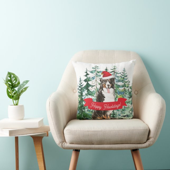 Happy Howlidays Bernese Mountain Dog Christmas Cushion (Chair)