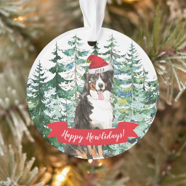 Happy Howlidays Bernese Mountain Dog Christmas Ornament (Tree)