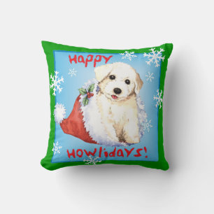 Happy Howlidays Bichon Cushion