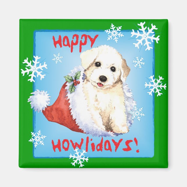 Happy Howlidays Bichon Magnet (Front)