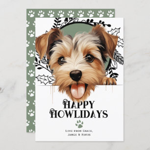 Happy Howlidays Biewer Terrier Dog Christmas Holiday Card