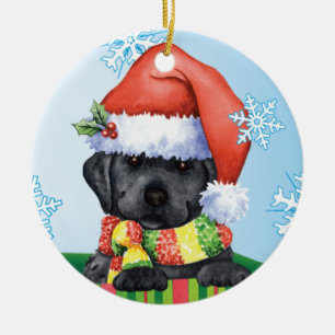 Happy Howlidays Black Lab Ceramic Tree Decoration