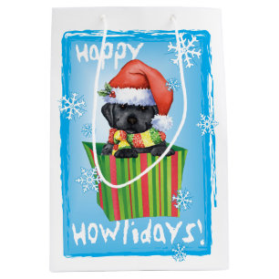 Happy Howlidays Black Lab Medium Gift Bag