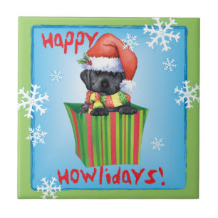 Happy Howlidays Black Lab Tile