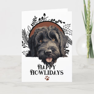 Happy Howlidays Black Russian Terrier Christmas Holiday Card
