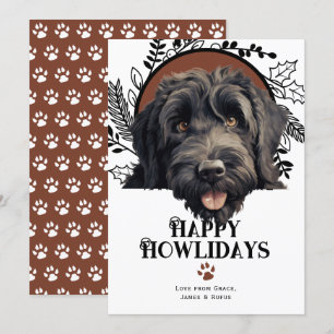 Happy Howlidays Black Russian Terrier Christmas Holiday Card