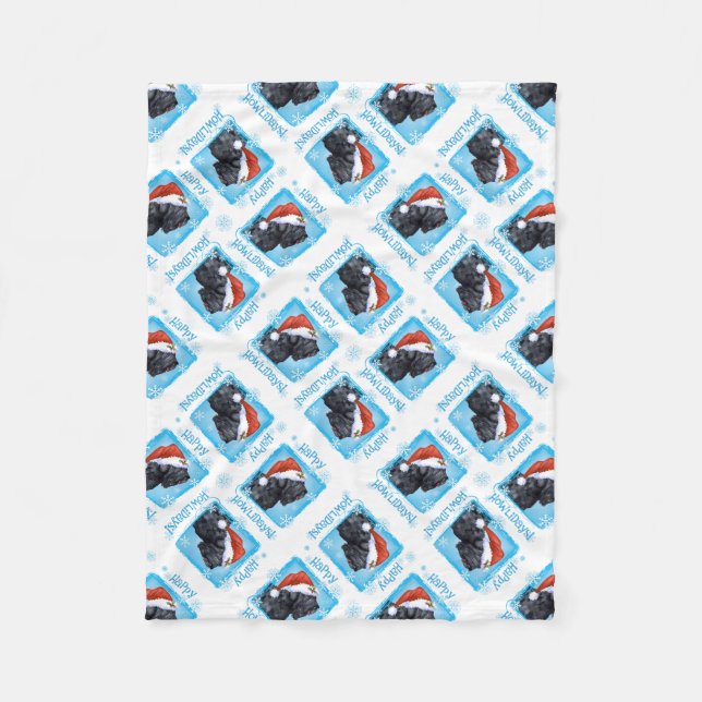 Happy Howlidays Black Russian Terrier Fleece Blanket (Front)