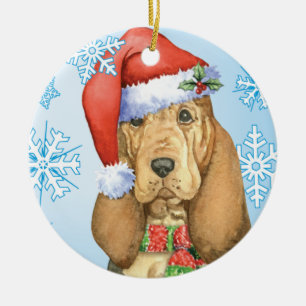 Happy Howlidays Bloodhound Ceramic Tree Decoration