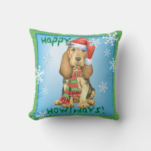 Happy Howlidays Bloodhound Cushion